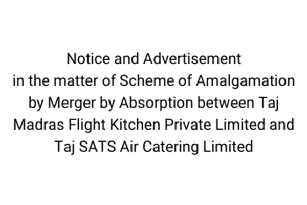 Notice and Advertisement – Taj Madras Flight Kitchen